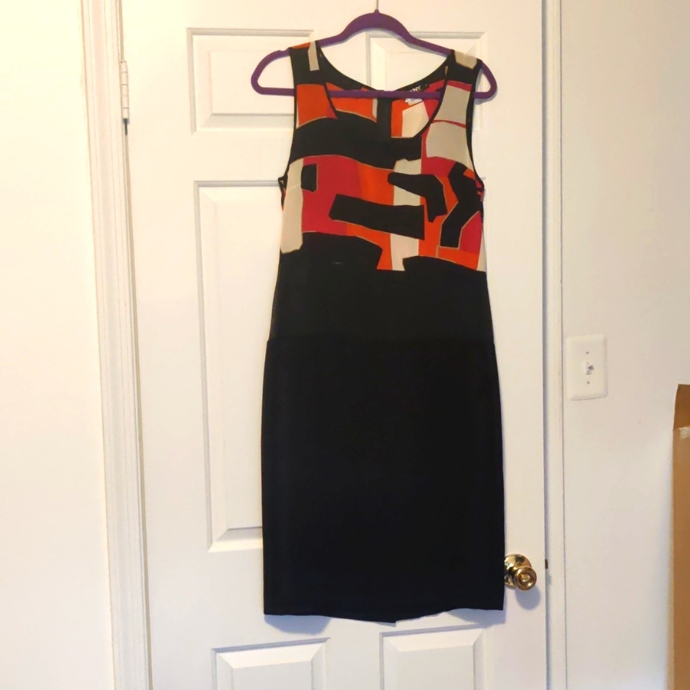 DKNY gorgeous dress color block with silk